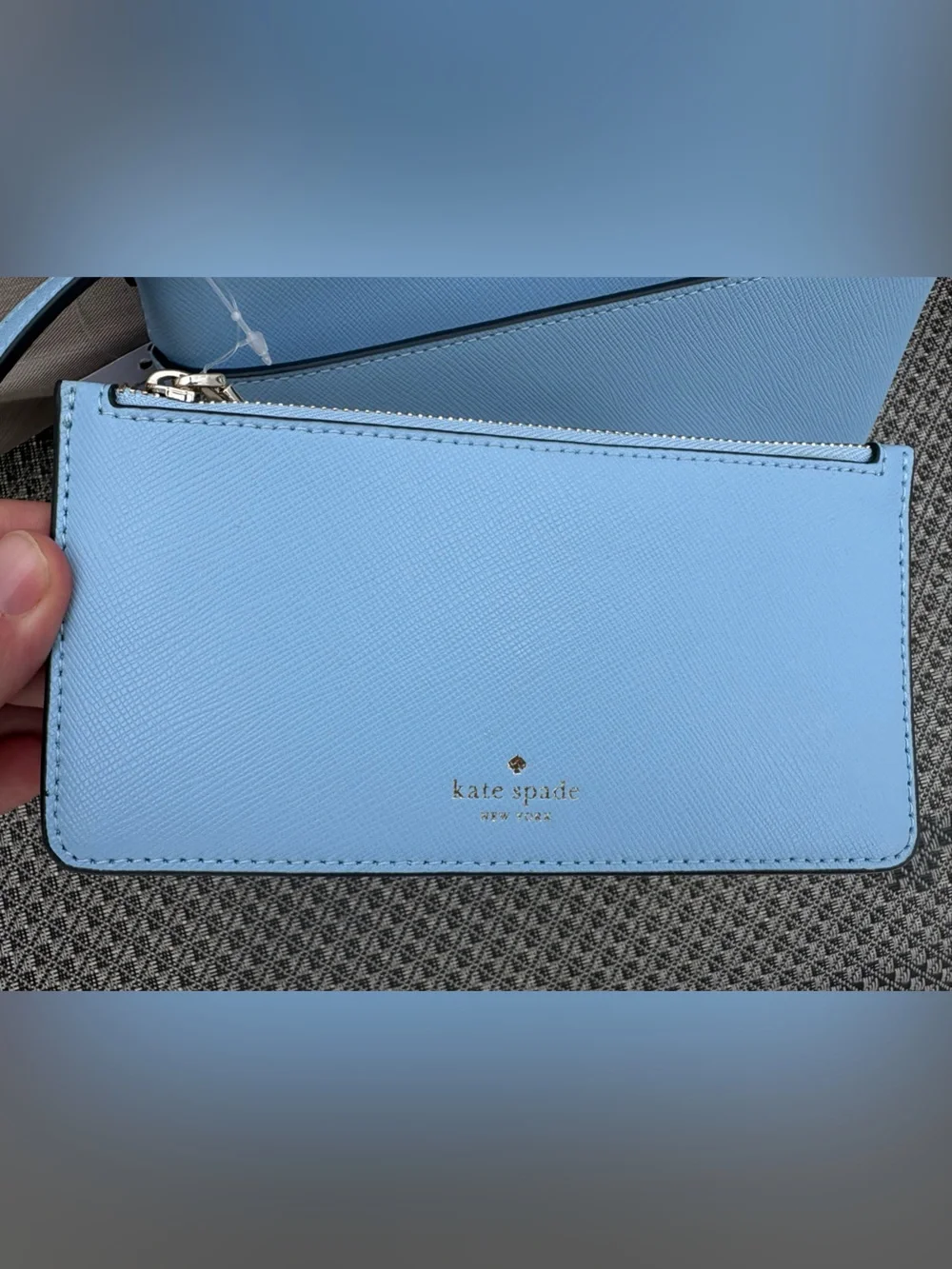 Kate Spade Sadie Celeste blue crossbody with card holder